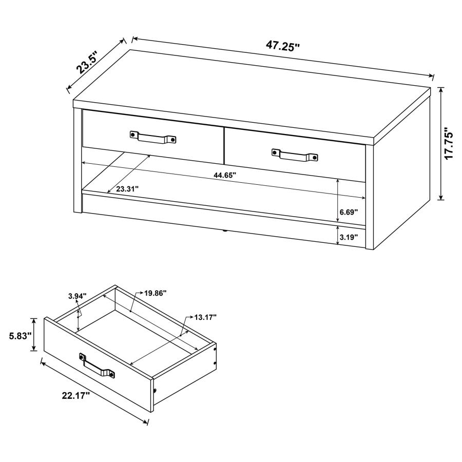 (image for) Felix 2-drawer Engineered Wood Coffee Table Grey Driftwood