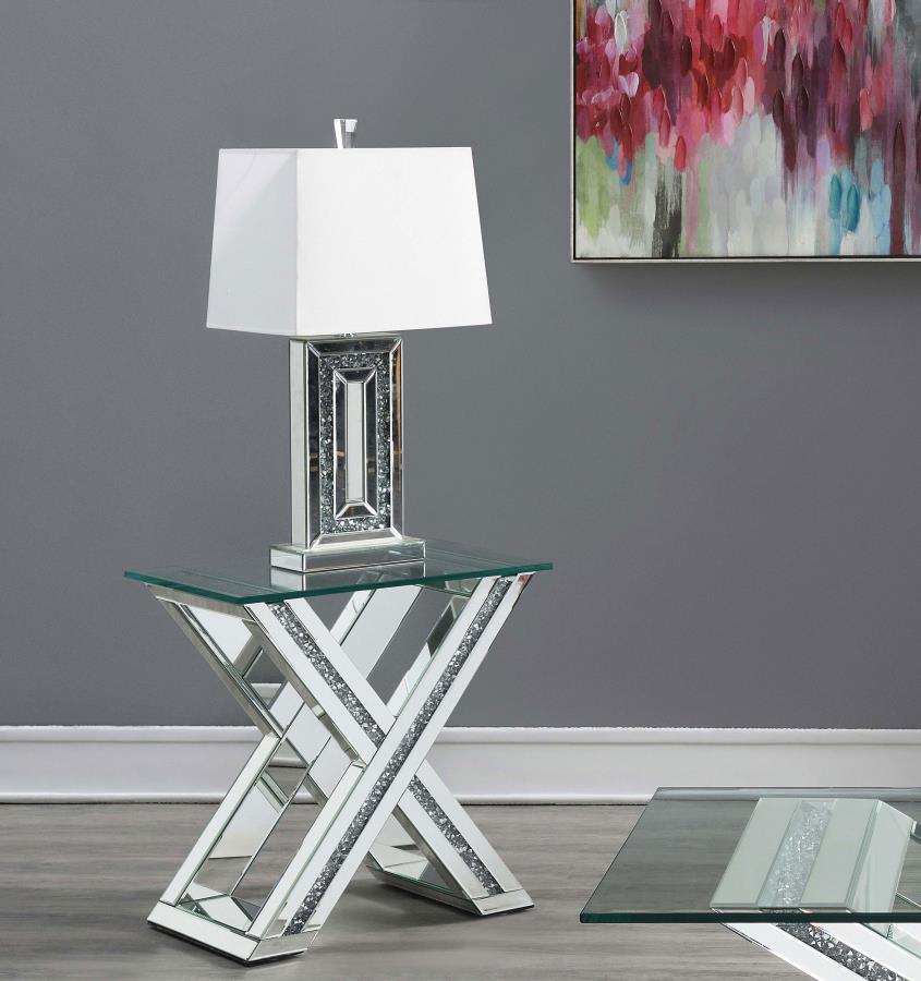 (image for) Bonnie Rectangular Mirrored Glass Top End Table Silver