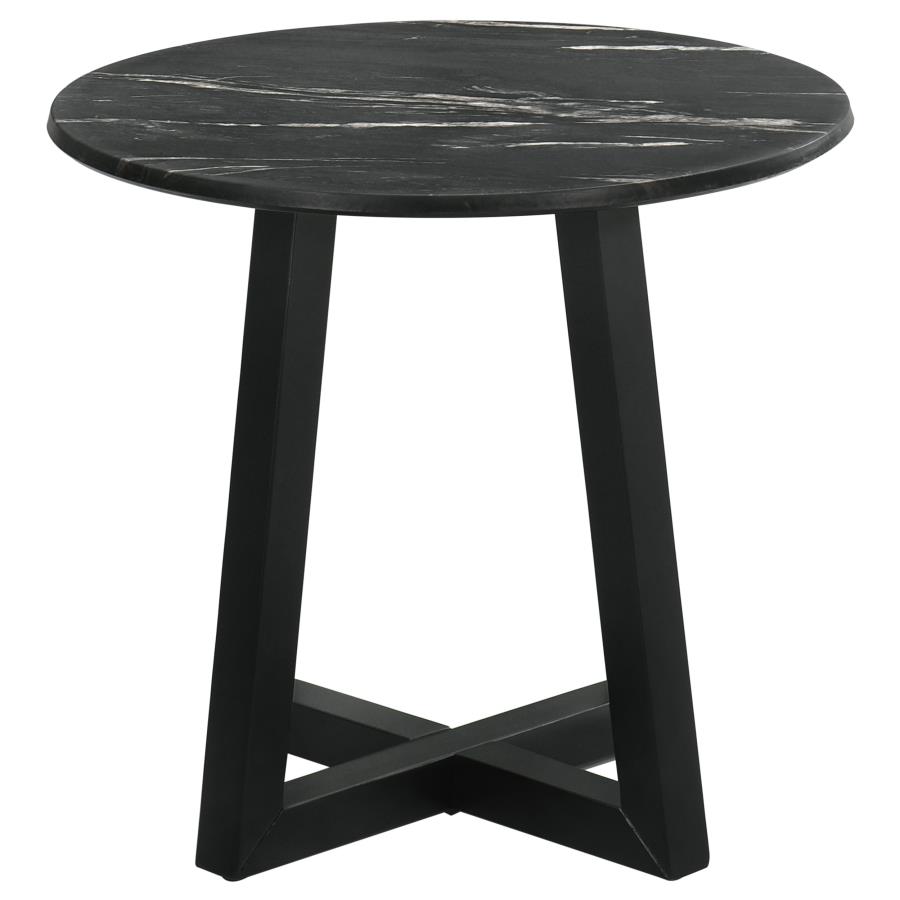 (image for) Skylark Round Marble-like SmartTop Side End Table Black