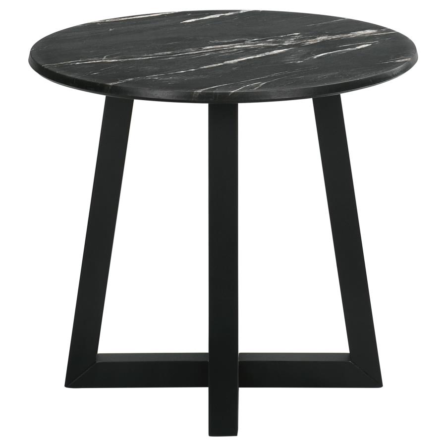 (image for) Skylark Round Marble-like SmartTop Side End Table Black