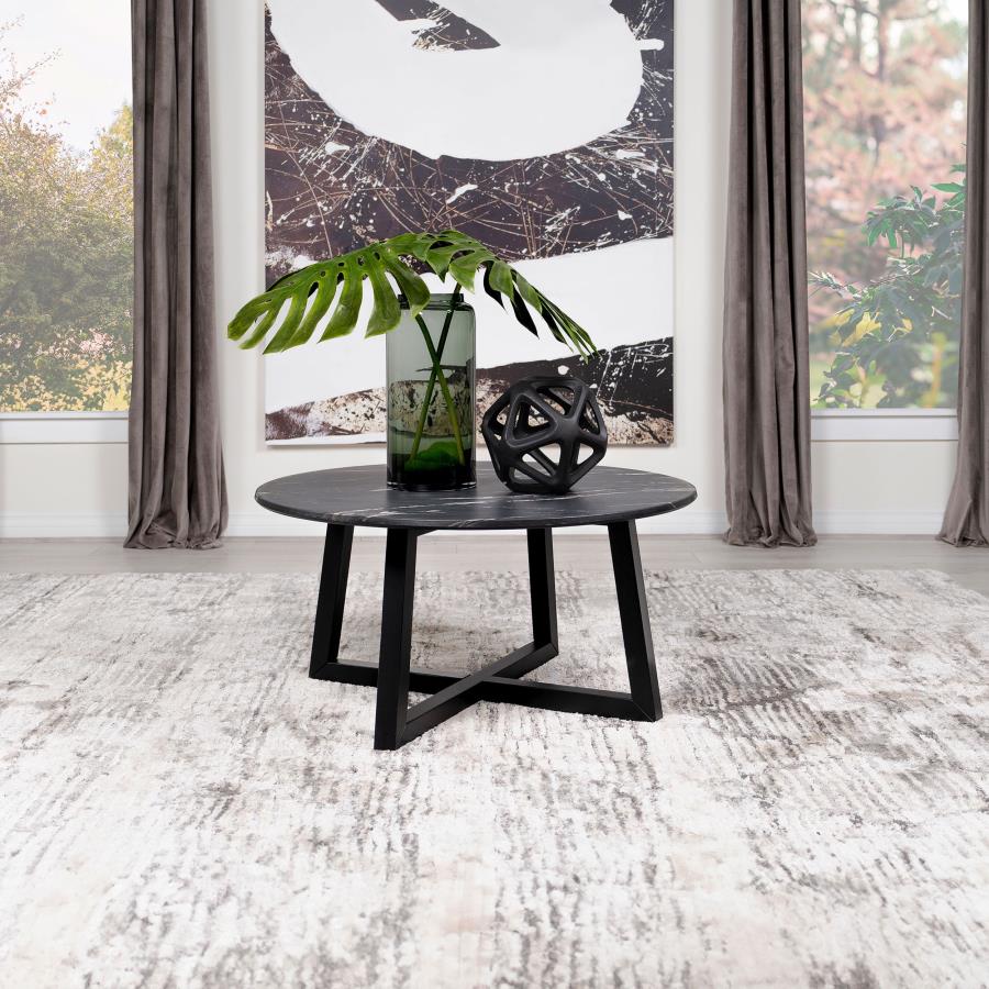 (image for) Skylark Round Marble-like SmartTop Coffee Table Black