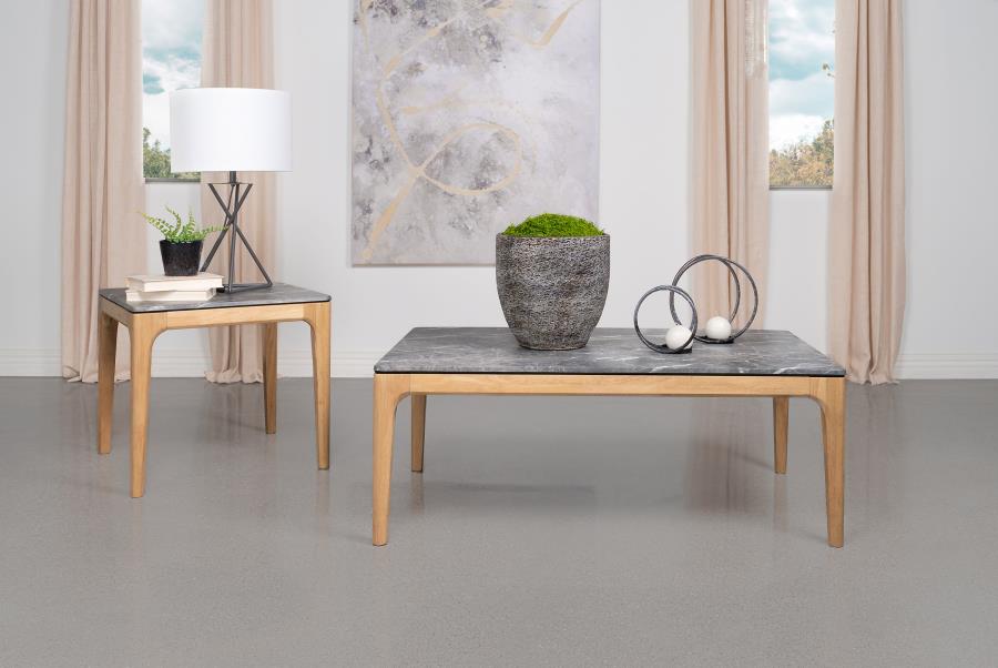 (image for) Polaris Rectangular SmartTop Coffee Table Grey and Light Oak