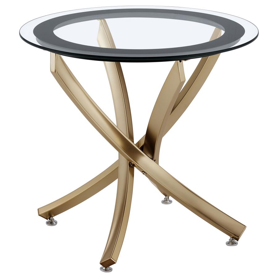 (image for) Brooke 2-piece Round Glass Top Coffee Table Set Brass