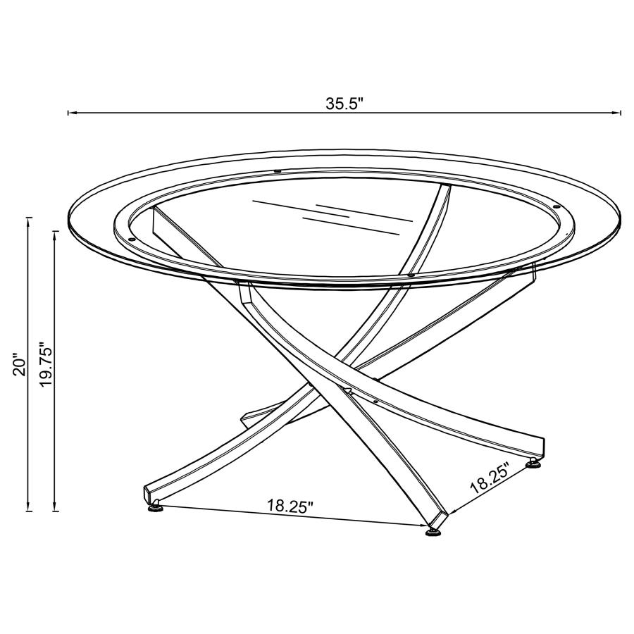 (image for) Brooke 2-piece Round Glass Top Coffee Table Set Brass