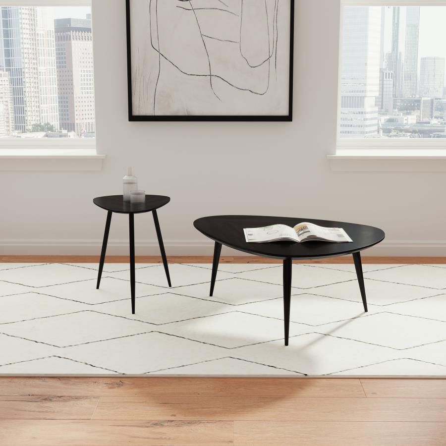 (image for) Odessa Triangular Solid Wood End Table Black