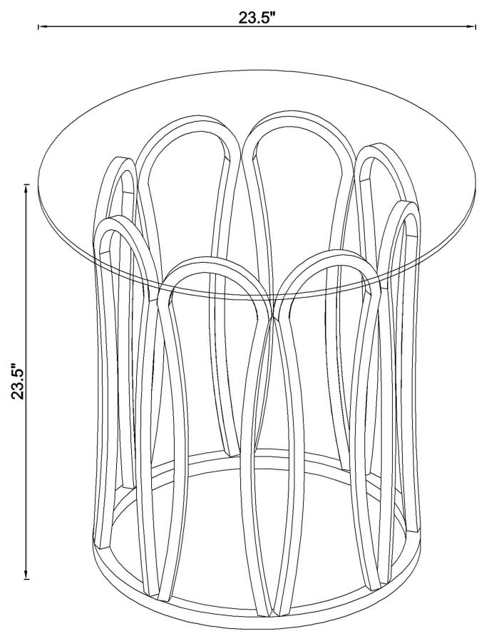 (image for) Monett Round Glass Top Side End Table Chocolate Chrome