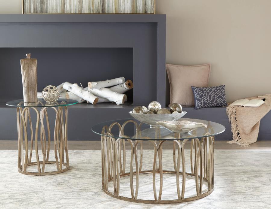 (image for) Monett 2-piece Coffee and End Table Set Chocolate Chrome