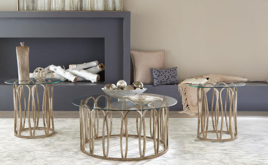 (image for) Monett 3-piece Coffee and End Table Set Chocolate Chrome