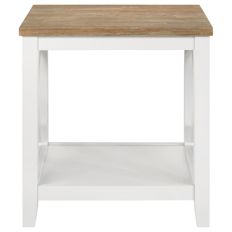 (image for) Hollis Square Wood End Table With Shelf Brown and White