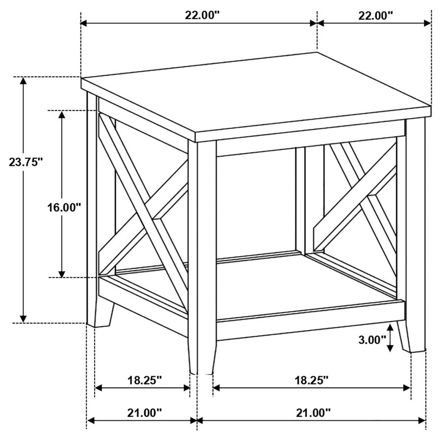 (image for) Hollis Square Wood End Table With Shelf Brown and White