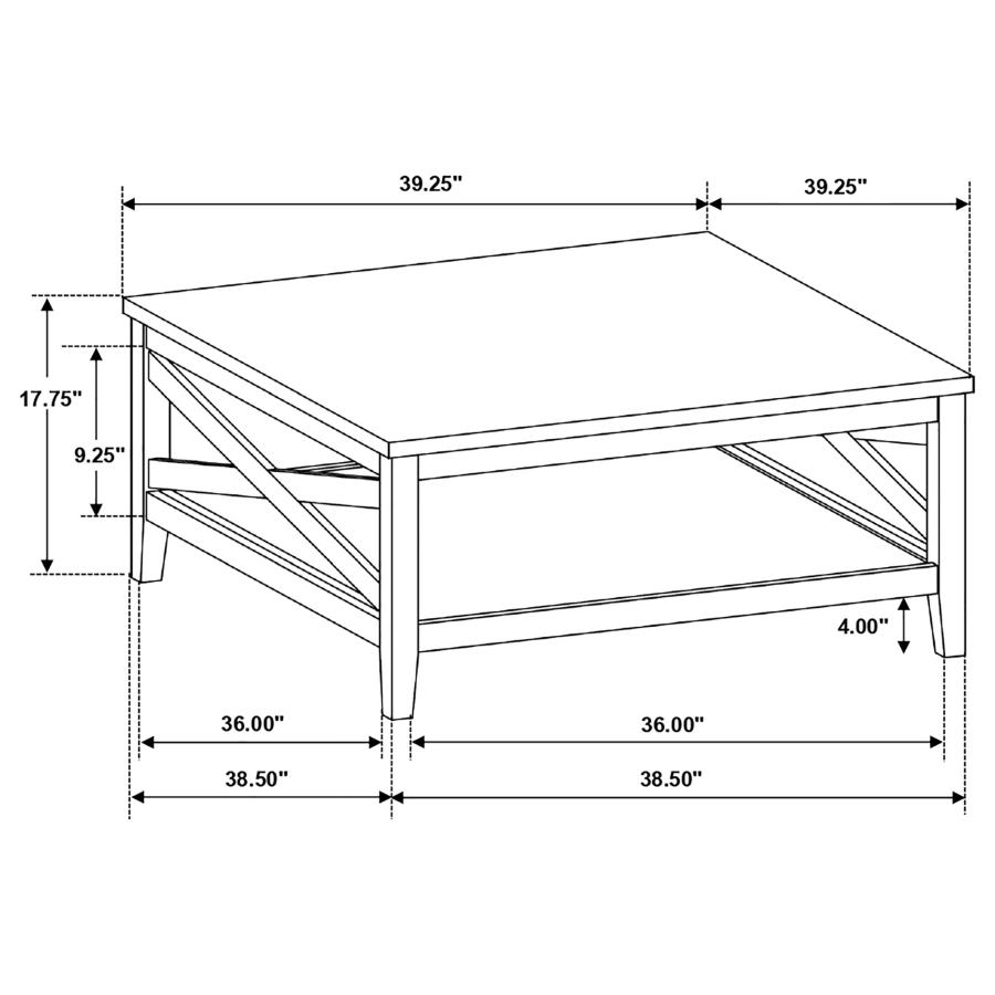 (image for) Hollis Square Wood Coffee Table With Shelf Brown and White