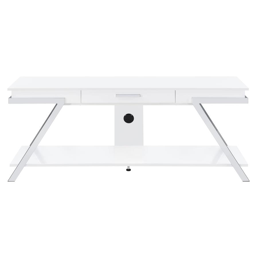 (image for) Marcia 1-drawer Wood 60" TV Stand White High Gloss