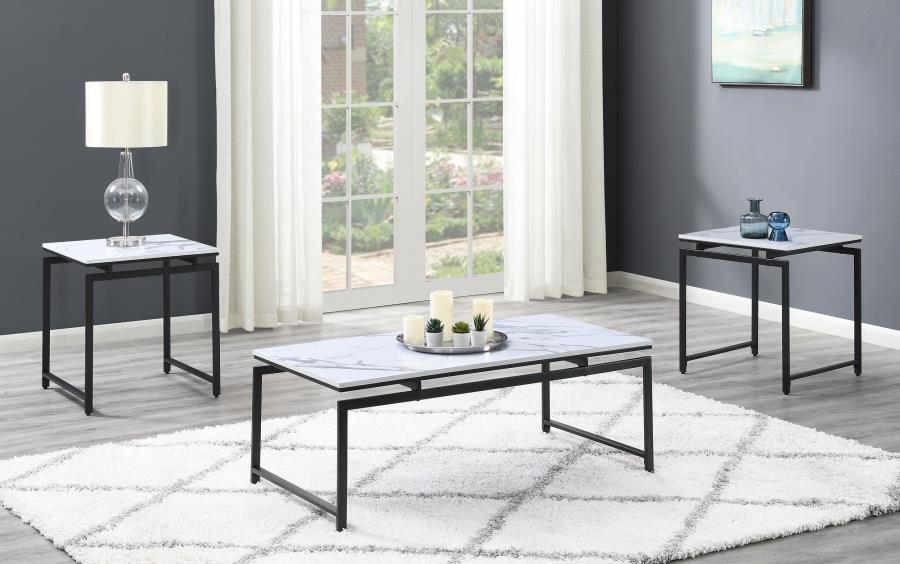 (image for) Clark 3-piece Faux Marble Top Coffee Table Set White