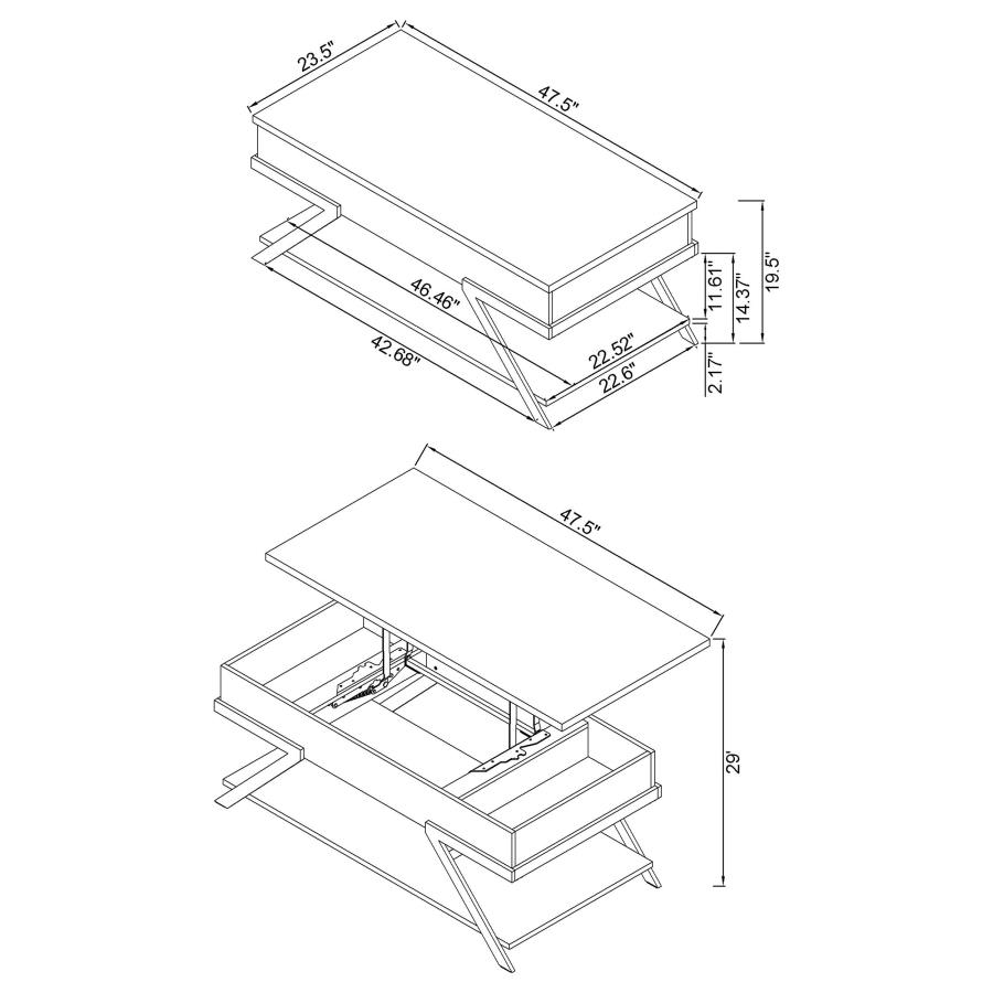 (image for) Marcia Rectangular Lift Top Coffee Table White High Gloss