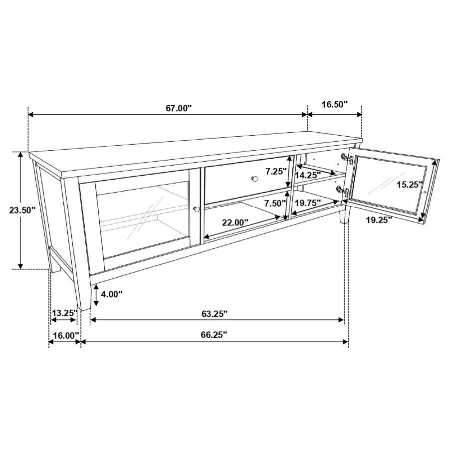 (image for) Hollis 2-door Wood 67" TV Stand with Drawer Brown and White