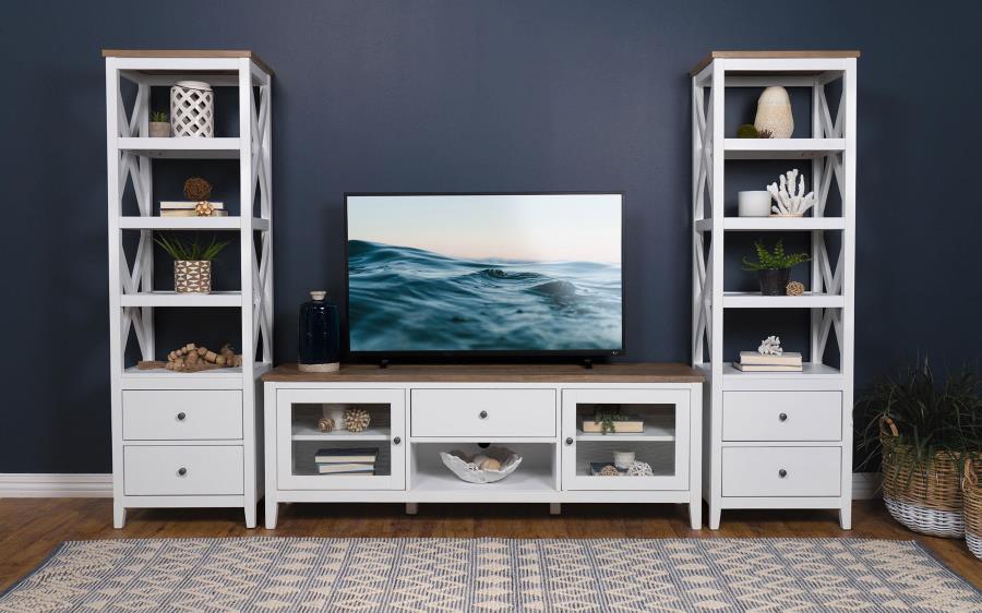 Modal Additional Images for Hollis 2-door Wood 67-inch TV Stand with Drawer Brown and White