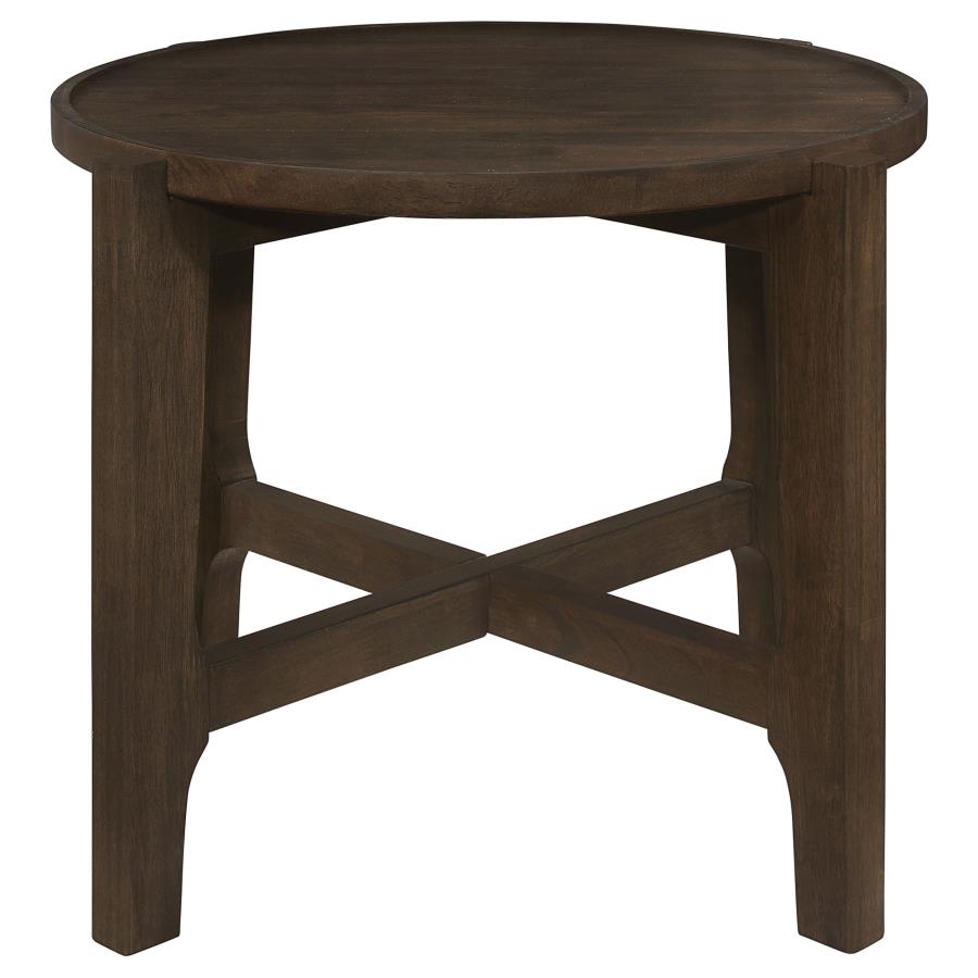 (image for) Cota Round Solid Wood End Table Dark Brown