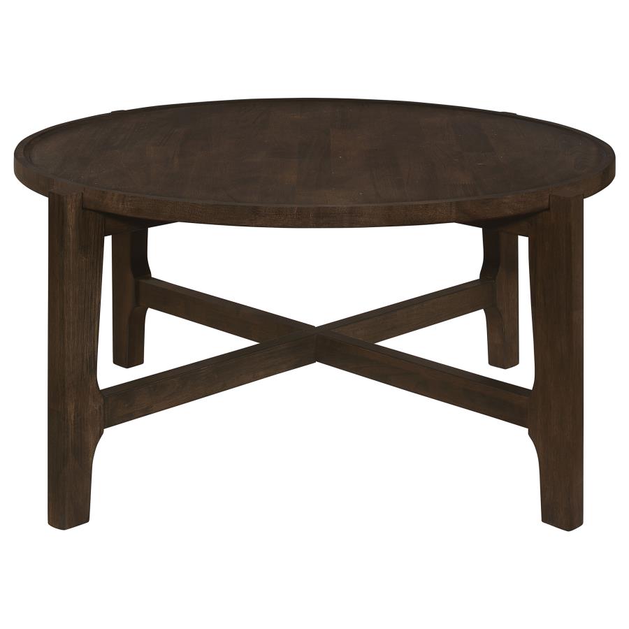 (image for) Cota Round Solid Wood Coffee Table Dark Brown