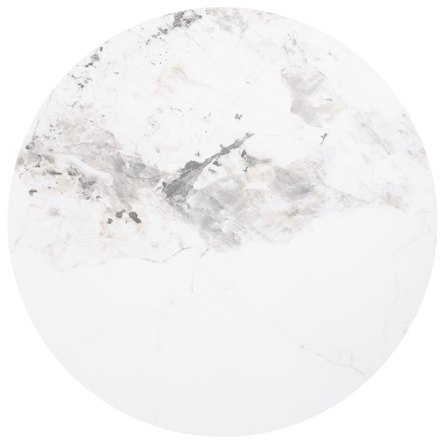 (image for) Rowena Round Sintered Stone End Table White Faux Marble