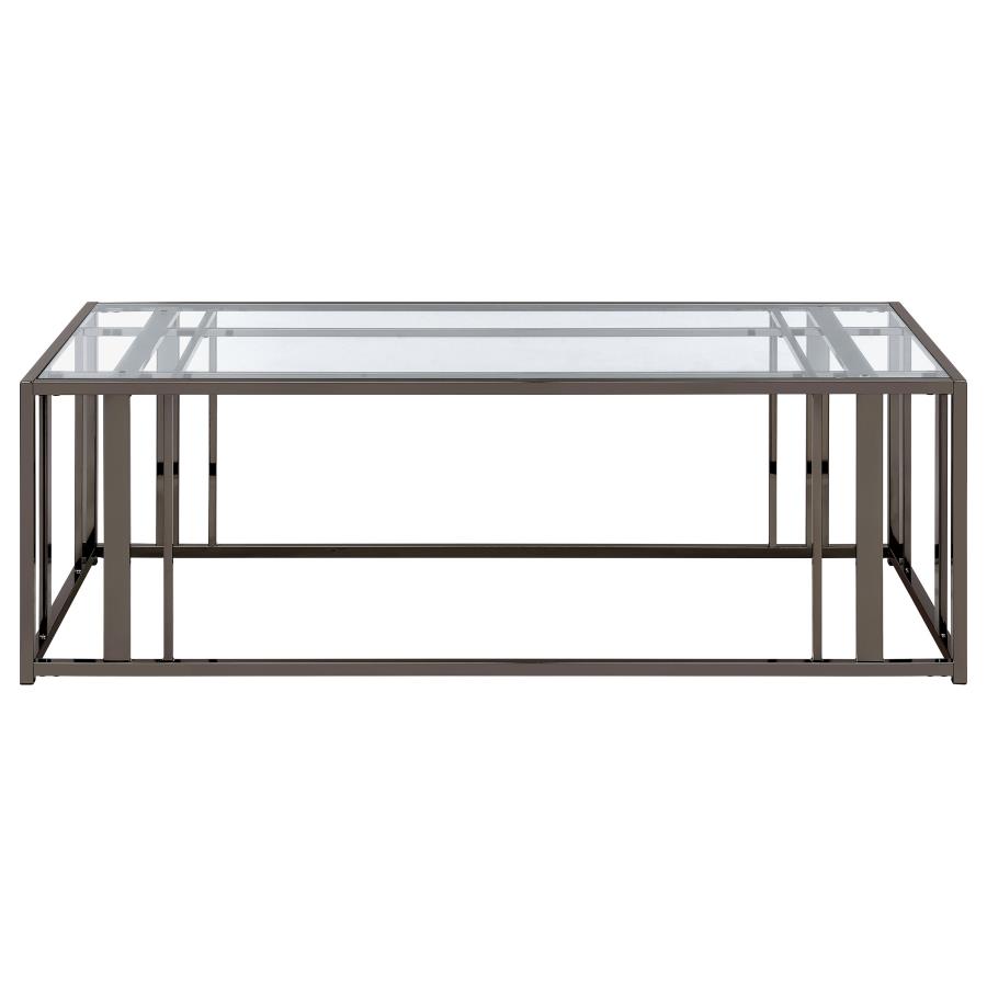 (image for) Adri Rectangular Glass Top Coffee Table Black Nickel