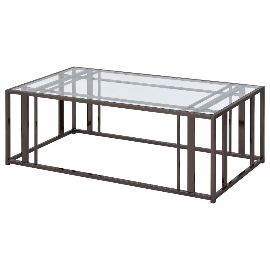 (image for) Adri Rectangular Glass Top Coffee Table Black Nickel