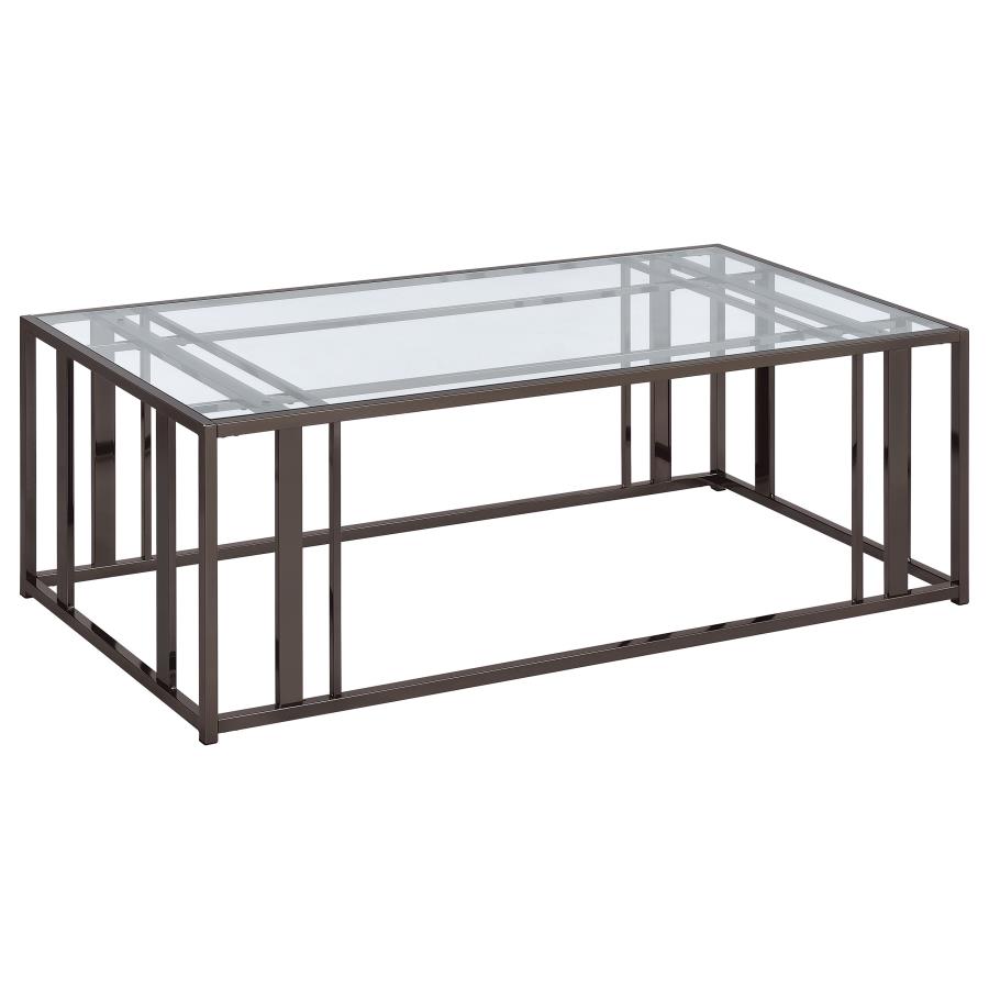 (image for) Adri Rectangular Glass Top Coffee Table Black Nickel