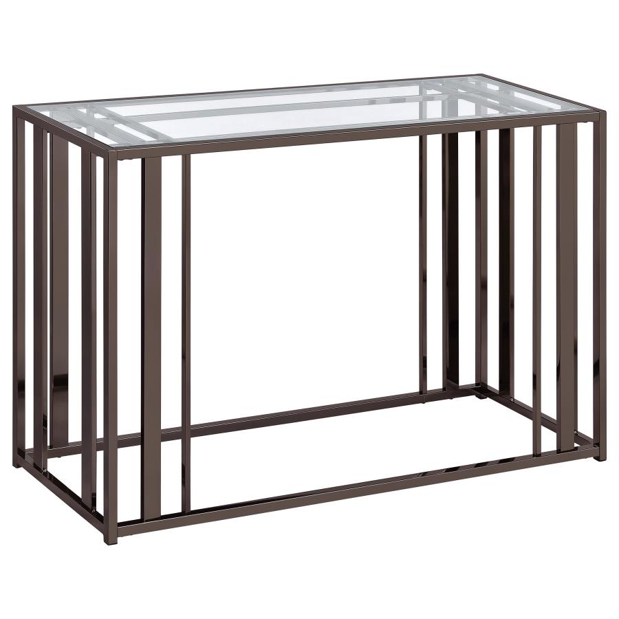 (image for) Adri Glass Top Entryway Sofa Console Table Black Nickel