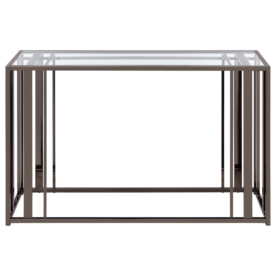 (image for) Adri Glass Top Entryway Sofa Console Table Black Nickel