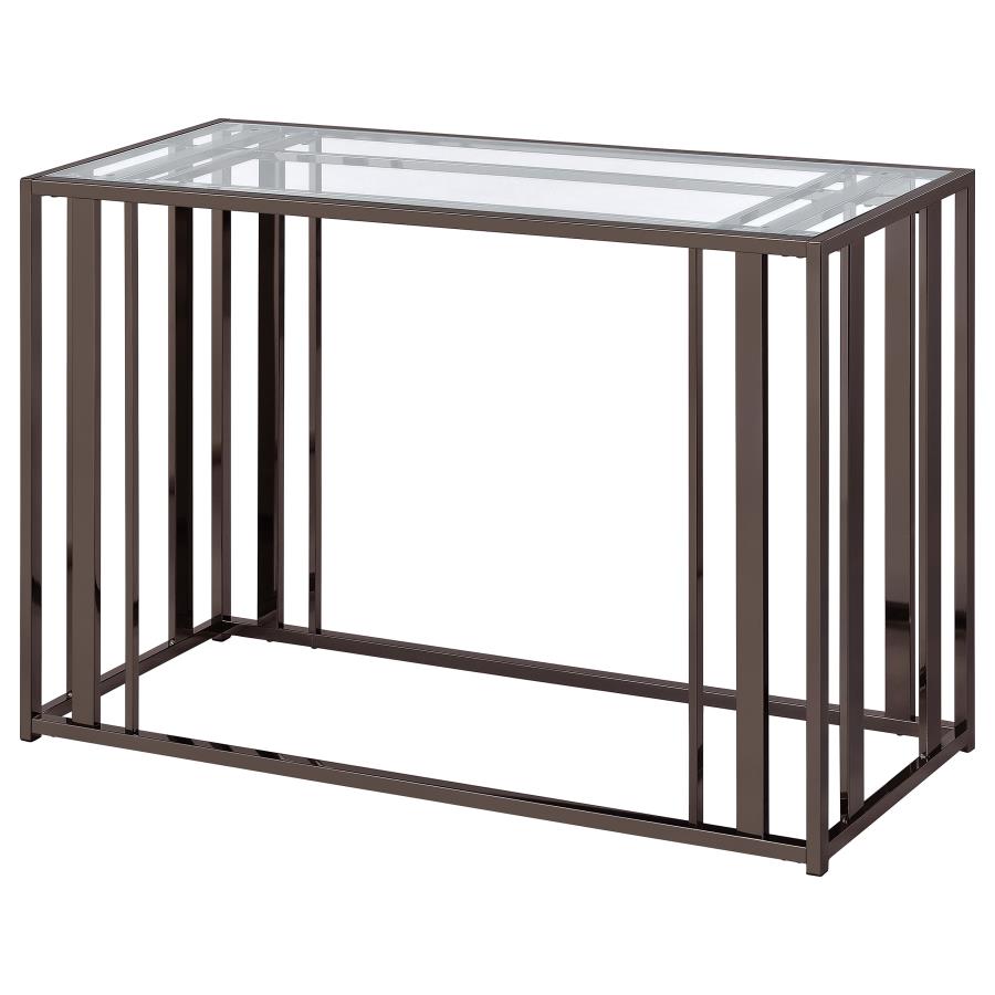 (image for) Adri Glass Top Entryway Sofa Console Table Black Nickel