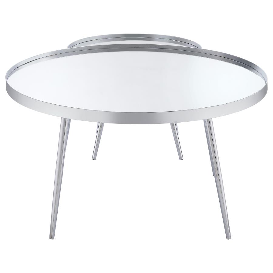 (image for) Kaelyn 2-Piece Round Mirror Top Nesting Coffee Table Chrome