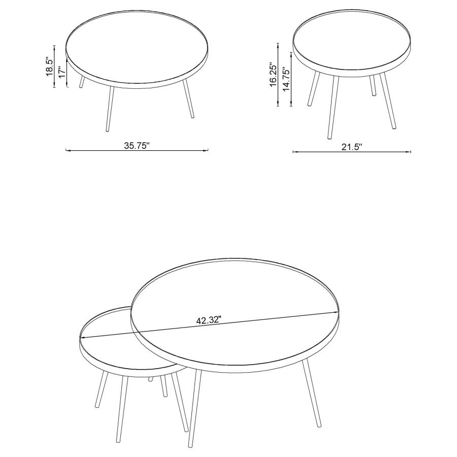 (image for) Kaelyn 2-Piece Round Mirror Top Nesting Coffee Table Chrome