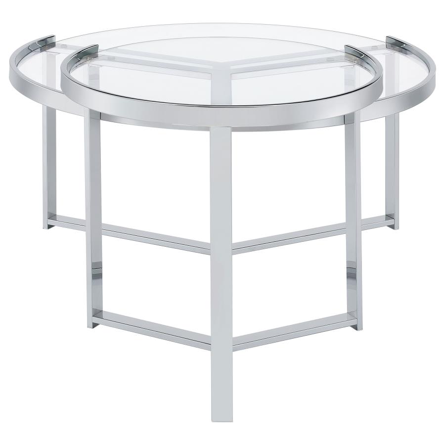 (image for) Delia 2-Piece Round Glass Top Nesting Coffee Table Chrome