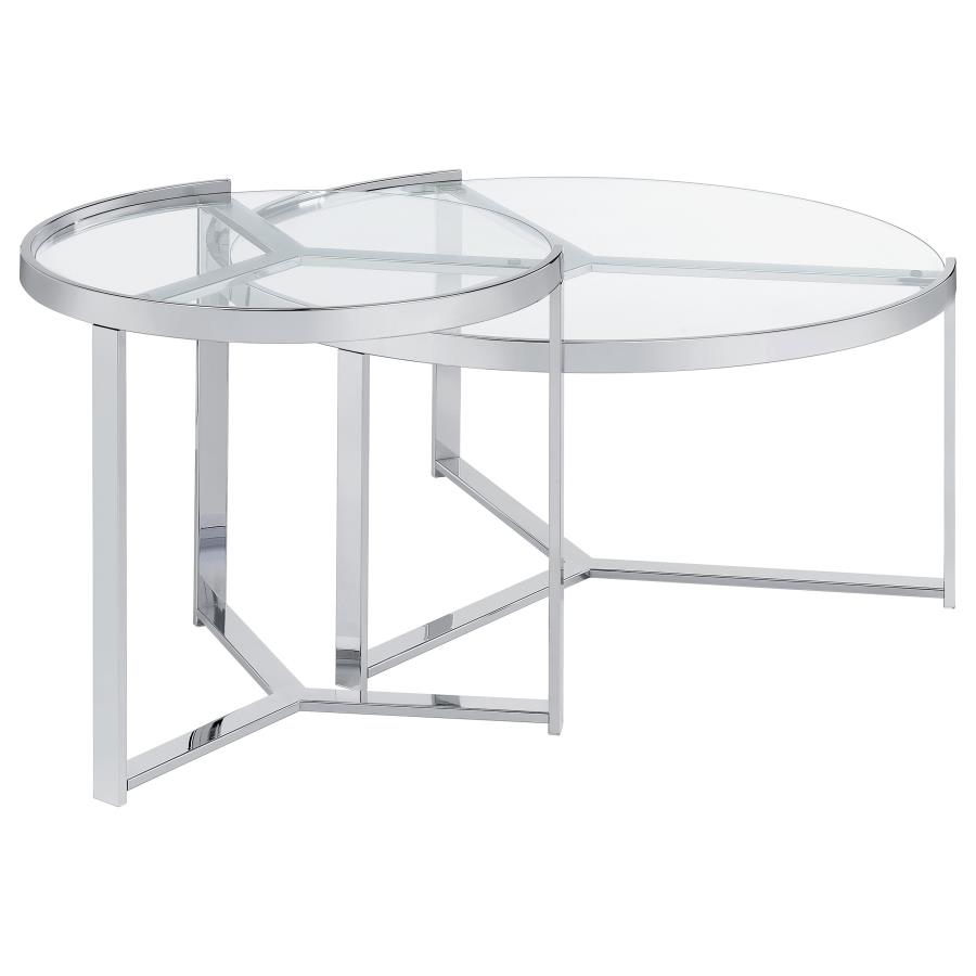 (image for) Delia 2-Piece Round Glass Top Nesting Coffee Table Chrome