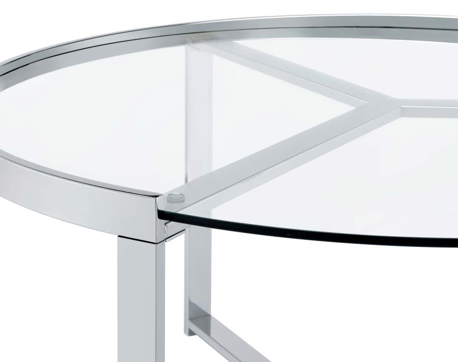 (image for) Delia 2-Piece Round Glass Top Nesting Coffee Table Chrome