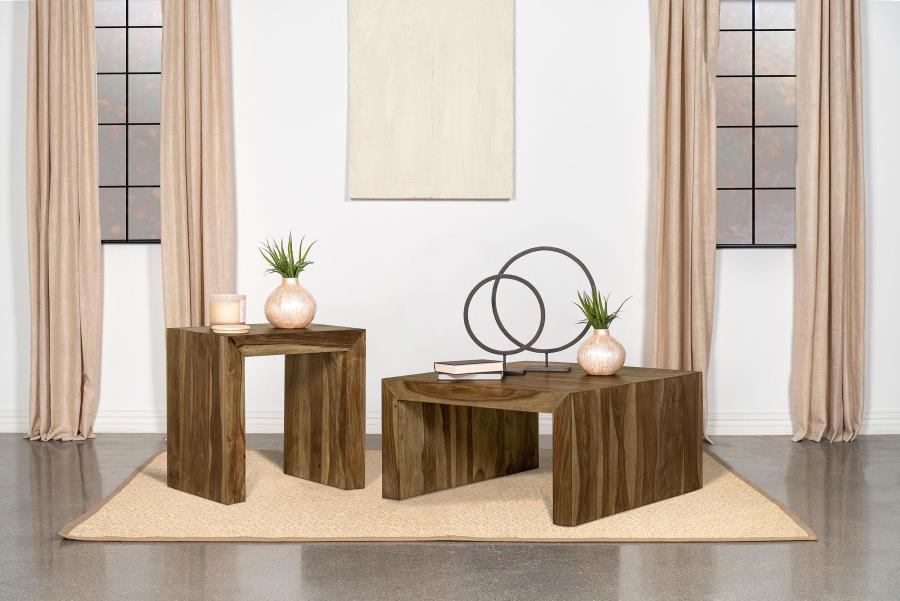 (image for) Odilia 2-piece Solid Wood Coffee and End Table Set Auburn