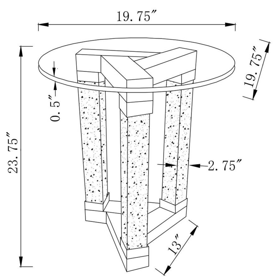 (image for) Octave Square Glass Top Mirrored Acrylic End Table Silver