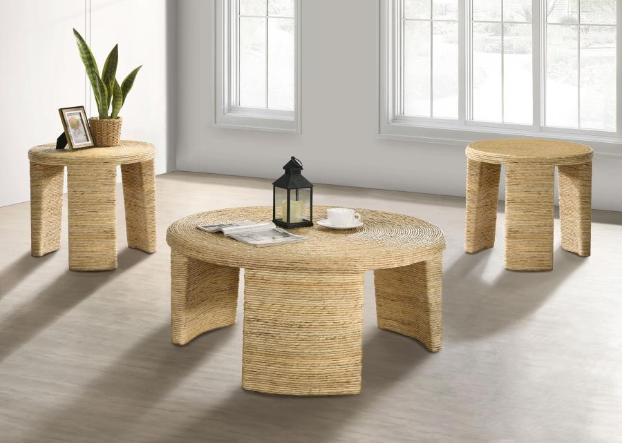 (image for) Artina 3-piece Rattan Coffee and End Table Set Natural