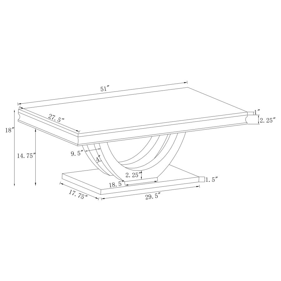 (image for) Kerwin Rectangular Stone Top Coffee Table White and Chrome