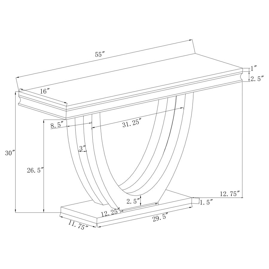 (image for) Kerwin U-base Stone Top Entryway Sofa Console Table Chrome