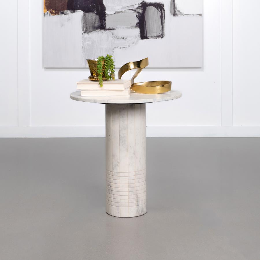 (image for) Astoria Round Genuine Marble Side End Table White