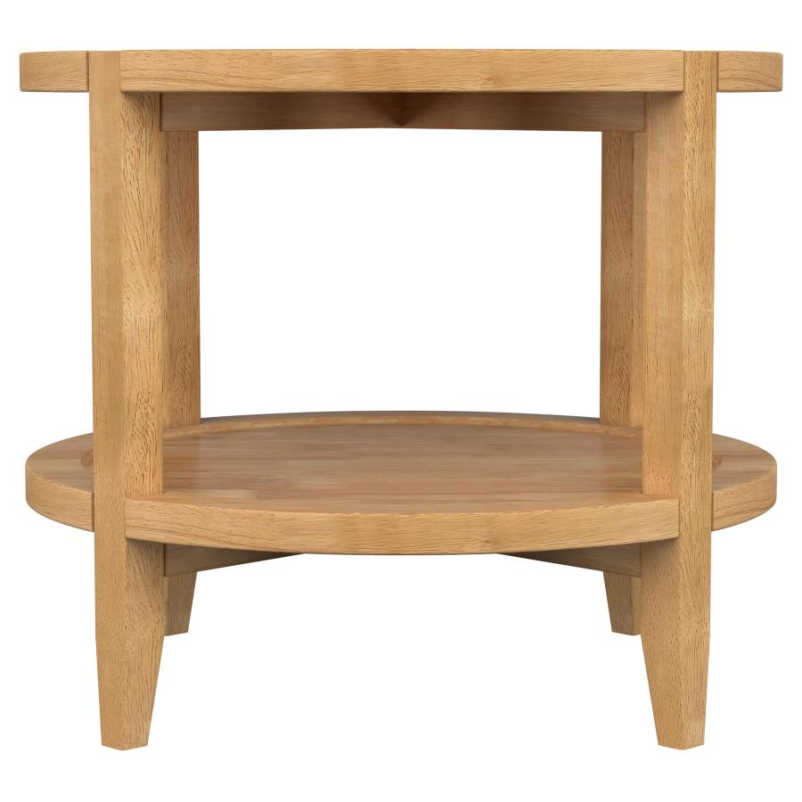 (image for) Camillo Round Solid Wood Side End Table Maple Brown