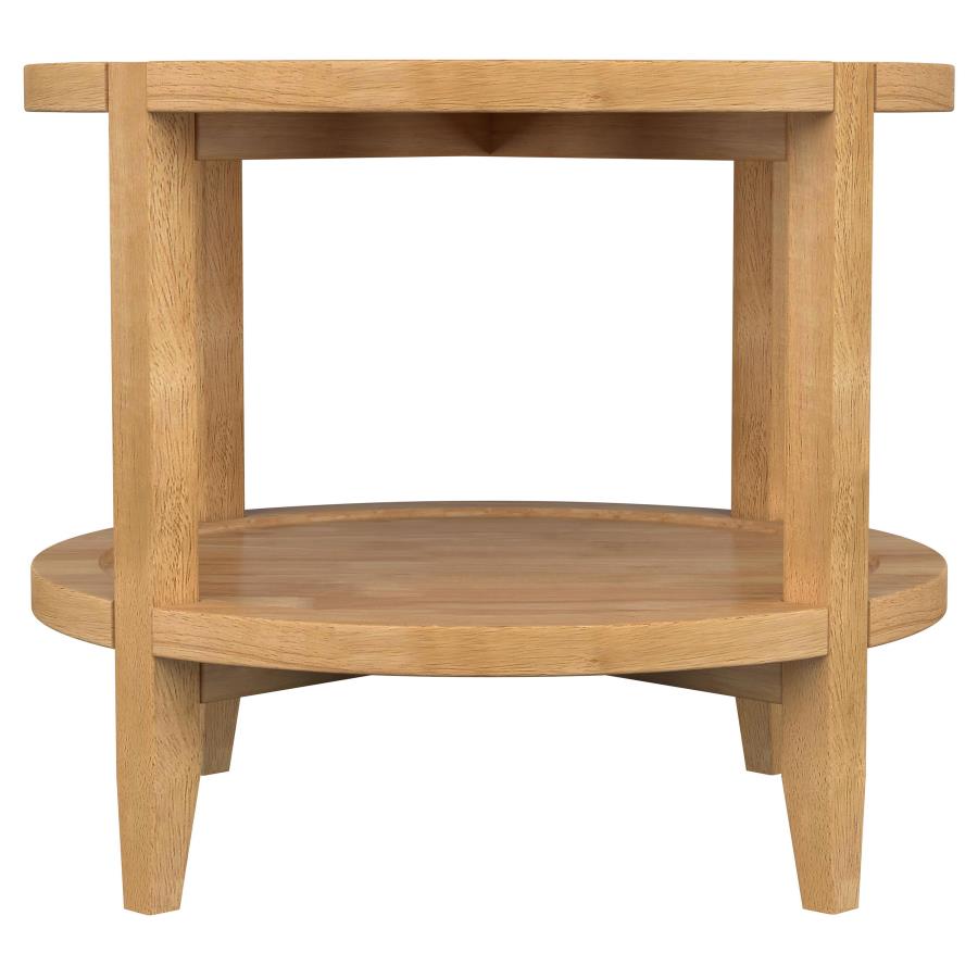 Camillo 2-piece Round Coffee and End Table Set Maple 