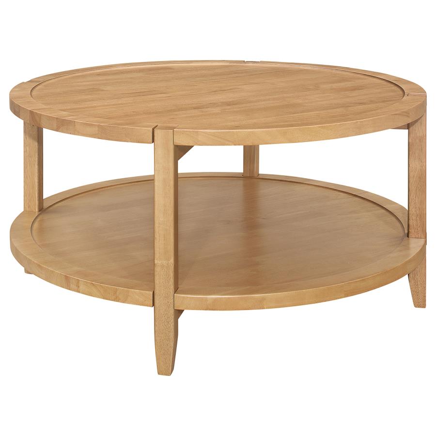 Camillo 3-piece Round Coffee and End Table Set Maple 