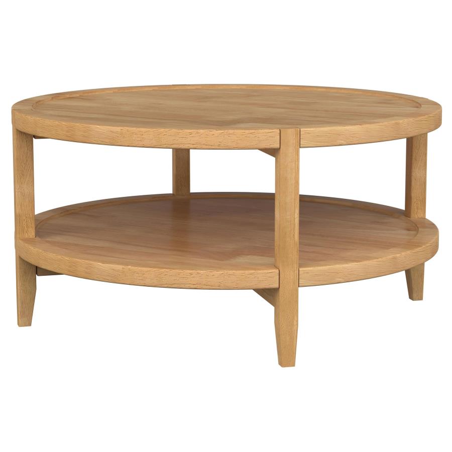 (image for) Camillo Round Solid Wood Coffee Table Maple Brown