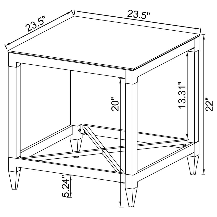 (image for) Lindley Square Tempered Mirror Acrylic Side End Table Chrome