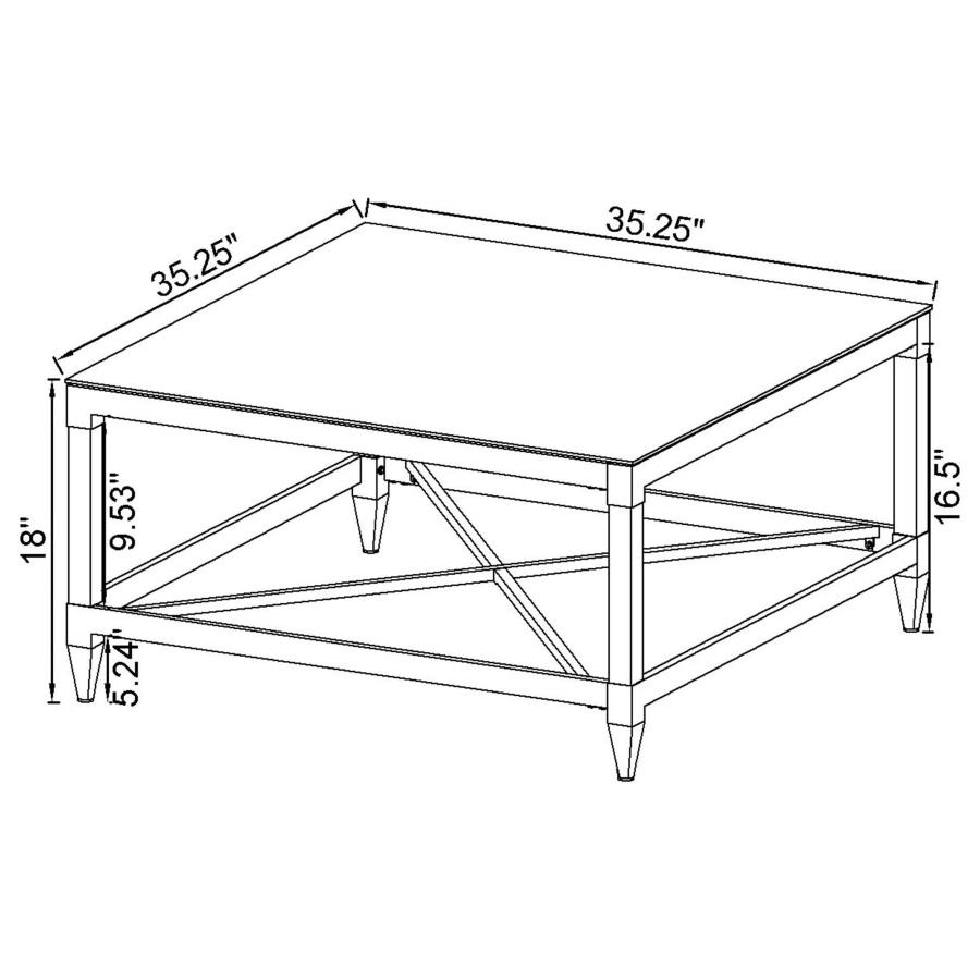Modal Additional Images for Lindley 3-piece Square Coffee and End Table Set Chrome