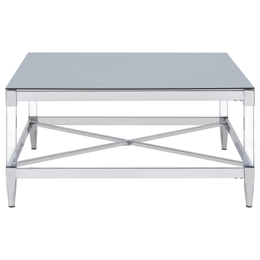 (image for) Lindley Square Tempered Mirror Acrylic Coffee Table Chrome