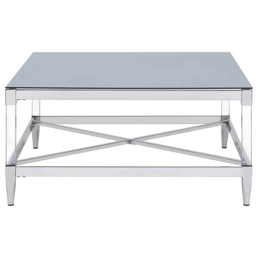 (image for) Lindley Square Tempered Mirror Acrylic Coffee Table Chrome