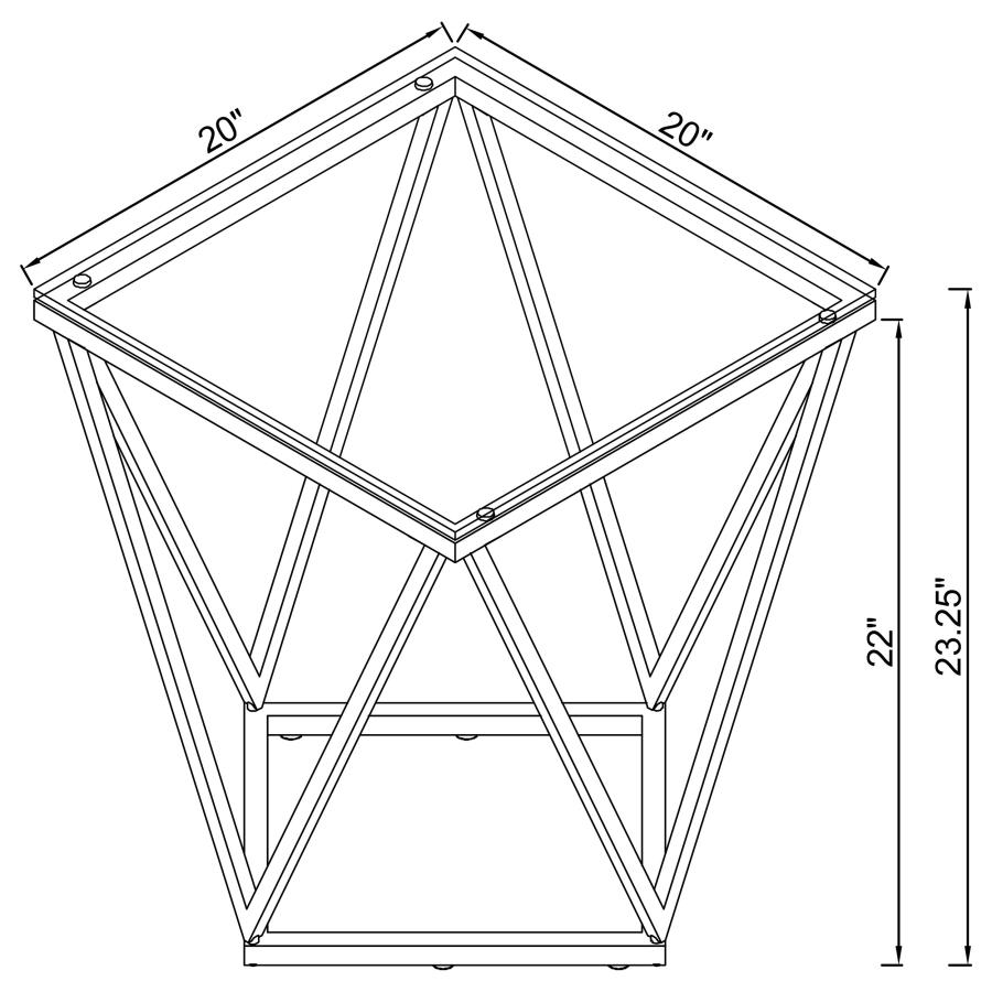 (image for) Brittania Square Glass Top Geometric End Table Nickel