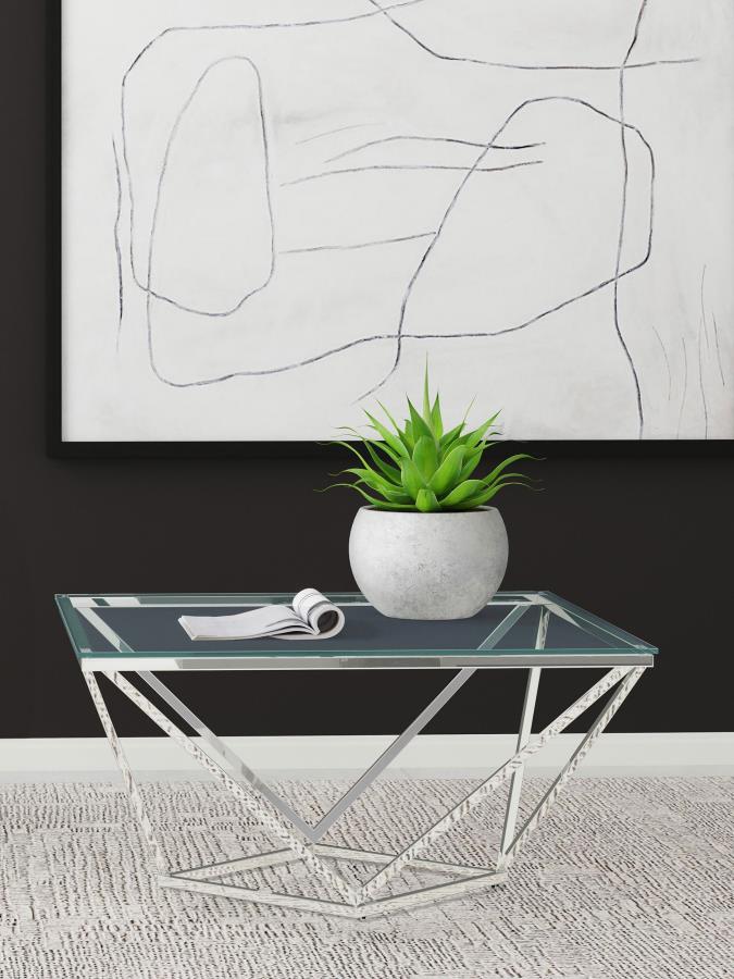 (image for) Brittania Square Glass Top Geometric Coffee Table Nickel